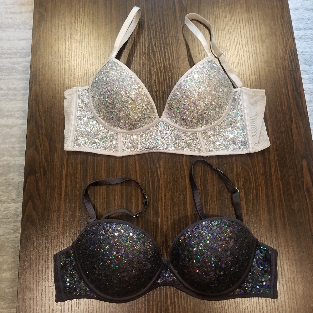 💥H&M Sequin Bra Gray and Silver
